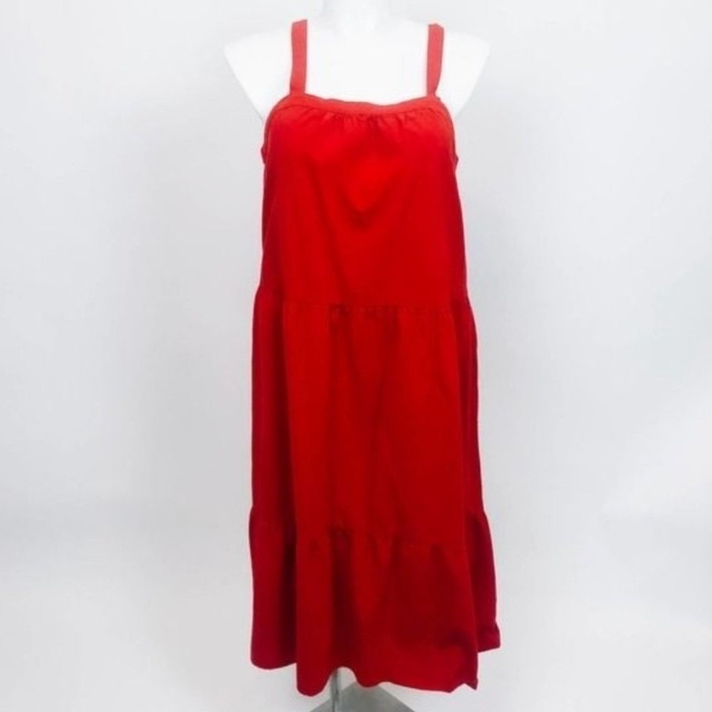 Universal Thread Womens Red Tiered Sleeveless Midi Dress XL Square Neck Casual
